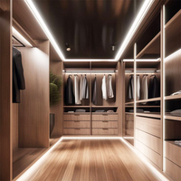 Fabricant d'armoires sur mesure, armoires de chambre à coucher modernes de luxe en bois mélaminé en forme de U, système de dressing