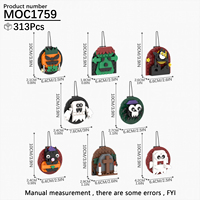 Kits de briques MOC créatifs sur le thème des films d'animation, d'horreur et d'Halloween, avec conteneur, jouets de construction DIY pour enfants MOC1759