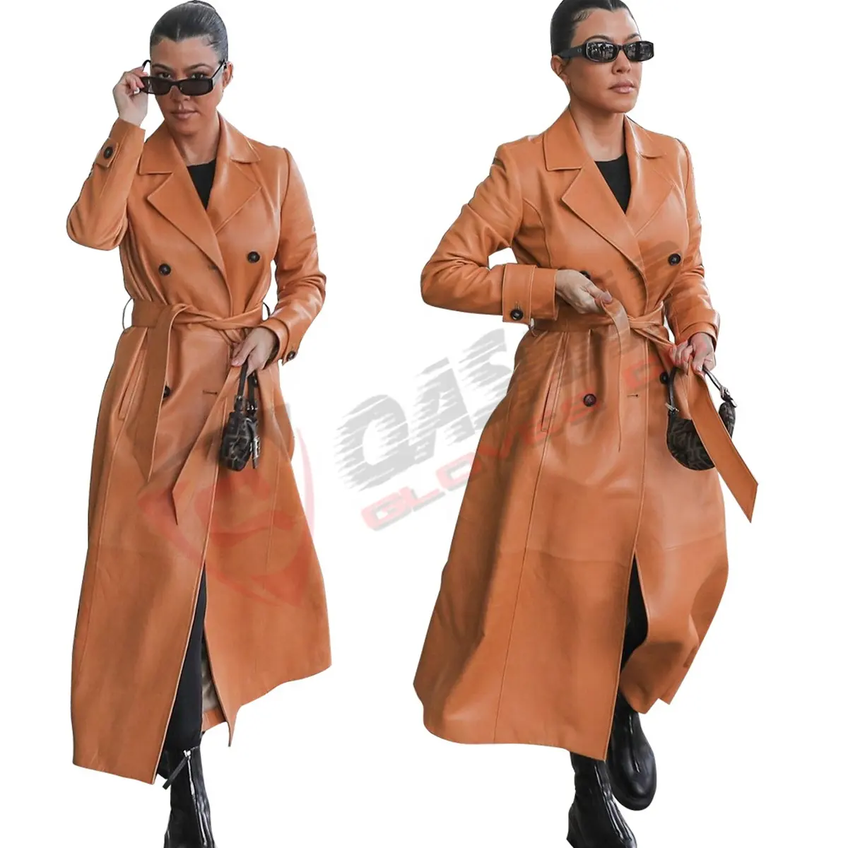 Women Fashion Longed Breathable Genuine Sheepskin Browned-Leather Cotton Trenched Coats With-Belted