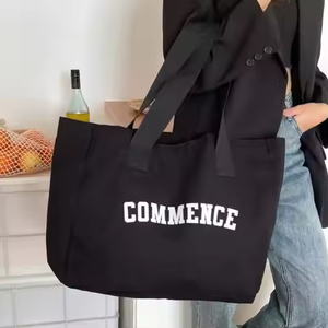 Bolsa de compras reutilizable en blanco de color natural con logotipo personalizado de lona de algodón de 12oz de gran tamaño hecha en China - Product Image 1