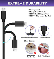Kabel Data mikro USB 480 kepang, kabel Data cepat mengisi daya tembaga murni 2.0 Mbps kecepatan tinggi 1M untuk ponsel Android untuk S7 Printer