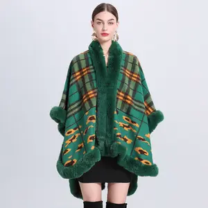 CX-F-S-95C Hot Sale Mulheres Outdoor Street Wear Moda Inverno Xaile Malha Senhoras Poncho