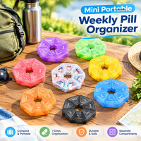 Mini Organisateur de Pilules Hebdomadaire Portable, Boîte de Rangement de Médicaments 7 Jours, Étui Distributeur de Comprimés Compact, Conteneur à Compartiments Individuels