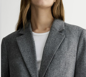 Blazer Casual de Oficina para Mujer, Talla Pequeña, Gris, Diseño Espigado, Mezcla de Lana, Cierre de un Botón - Product Image 5