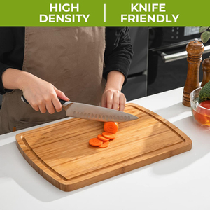 Planche à découper en bambou pré-encollée, planche à découper de boucher, planche à découper avec rainure pour le jus pour la viande, le fromage, les fruits, les légumes - Product Image 5