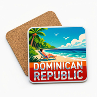 NOUVEAU Souvenir touristique du Costa Rica : Tasse à café, sous-verre en papier kraft avec feuille de liège, design personnalisé, forme carrée, écologique, isolant thermique