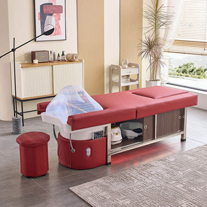 Lettino Elettrico <span class=keywords><strong>per</strong></span> Lavaggio Capelli - Poltrona da Salone con Armadietto Luminoso in Ecopelle <span class=keywords><strong>per</strong></span> Trattamenti Spa e Lavaggio Capelli - Product Image 3