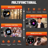Montre connectée BWHT45 (2 bracelets) pour hommes, boussole, lampe de poche, répondre aux appels, faire des appels, montre connectée sportive, étanche, compatible Android et iOS