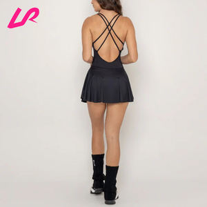 定制尼龙交叉背v领四向弹力休闲短裙透气户外高尔夫裙美容背瑜伽网球裙 - Product Image 2