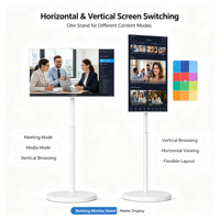 Layar Sentuh Digital Signage Berputar 360 Derajat dengan Stand Lantai, Kios Iklan Layar LCD Android