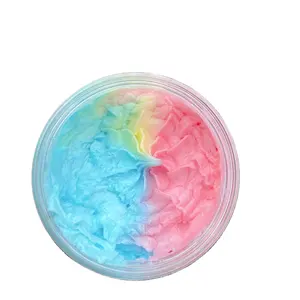 Oem自有品牌身体奶油天然糖去角质搅打磨砂冰淇淋磨砂护肤彩虹身体磨砂膏