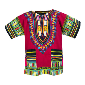 เสื้อดาชิกิ CRAFTSHUB ผลิตในอินเดีย สำหรับทุกเพศ แบบดั้งเดิมของแอฟริกา ผ้าฝ้าย 100% หลากสี ระบายอากาศได้ดี น้ำหนักเบา ทรงปกติ แขนสั้น - Product Image 1