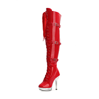 Bottes noires à talon fin de 13 cm, nouvelle collection 2021, pour pole dance, bottes sexy pour boîte de nuit, à lacets, talons hauts, chaussures pour travestis
