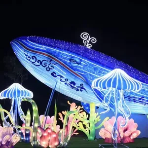 Light Show Night Decoration Jellyfish Lantern For Ocean World Whale Marine Animals Amusement Park Decorative Lanterns