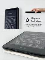 Casing Kindle Pintar 7-inci Bentuk Buku dengan Tali Pegangan, Desain Lucu untuk Anak, Bahan PU, Magnetik, Anti Benturan, Auto-Sleep, Dapat Disesuaikan