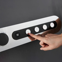 Système de douche thermostatique à poignée unique LED, affichage de la température 4 modes, robinet de salle de bain en laiton anti-brûlure, jet doux, fonction pause, finition brossée