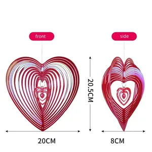 Hình trái tim chim Repellent gió Spinners với nhấp nháy thanh phản chiếu Vườn Chim răn công cụ Gradient màu gió <span class=keywords><strong>twirlers</strong></span> - Product Image 6