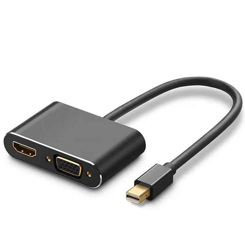 Mini DP Male To HDMI Female VGA Female Cable Mini Display Port to HDMI VGA 2 in1 For Apple Mac-Book Air Pro