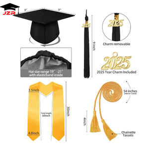 Venta al por mayor mate graduación bata 2025 borla estola Honor cordón guardería niños vestido negro vestido universitario - Product Image 3