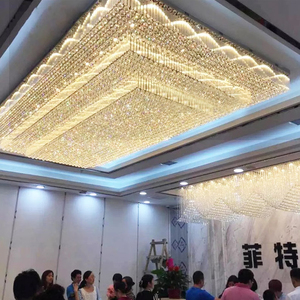 Tùy Chỉnh Lớn Hình Chữ Nhật Sang Trọng Đèn Chùm Pha Lê Ánh Sáng Sảnh Khách Sạn & Biệt Thự Phòng Khách Mặt Dây Chuyền Trần Điều Khiển Từ Xa Chế Độ - Product Image 5