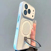 Coque de téléphone de luxe avec support et dissipation thermique pour iPhone 18 Pro 12 13 14 15 16 17 Pro Max Plus, étui magnétique mat antichoc