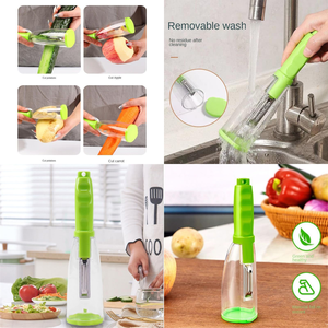 Éplucheur de légumes et fruits multifonctionnel créatif en plastique avec bac à déchets intégré et couteau à éplucher pour la cuisine domestique - Product Image 2
