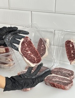 Barquette en PET jetable transparente pour steak, viande, contenant alimentaire personnalisable, maintien de la fraîcheur, utilisation en supermarché, forte visibilité