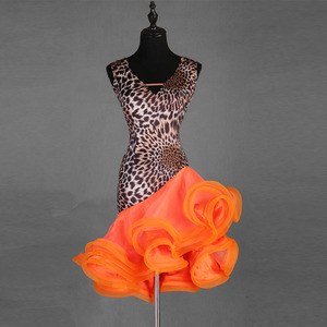 Vestido de Baile Latino con Cuello en V, Profesional, con Gran Vuelo, para Baile de Salón, Rumba, <span class=keywords><strong>Samba</strong></span>, Cha Cha - Product Image 1