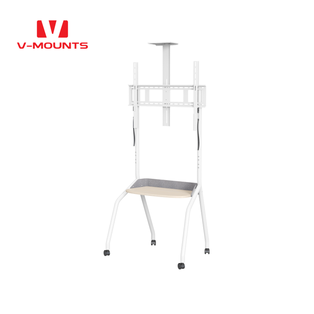 V-mounts Height Adjustable Mobile TV Bracket Cart Floor Stand VM-TC003 80kg Load Capacity 32''-100'' Screen Size VESA 800x600