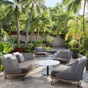 2025 bois massif teck canapé nordique extérieur cour Villa <span class=keywords><strong>Simple</strong></span> café meubles bambou sièges extérieur canapé artistique - Product Image 1