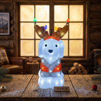 Figurine lumineuse LED 3D en acrylique, motif chien skieur de Noël, blanc froid, étanche IP44, commande manuelle, pour extérieur, jardin, cour, fêtes