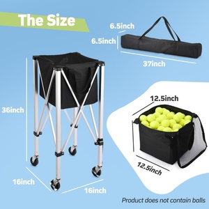 Chariot à balles de <span class=keywords><strong>tennis</strong></span> et de pickleball léger et pliable avec roues, panier à balles pliable pour l'entraînement sportif en plein air - Product Image 5