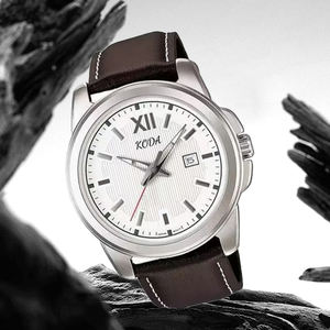 Grand cadran bleu chiffres arabes Design montres-bracelets analogiques pour hommes 50 mètres résistant à l'eau affichage de la date ses paires en cuir - Product Image 3