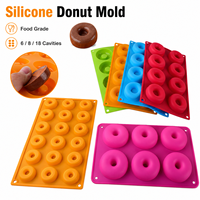 Moule à donuts en silicone 6, 8 ou 18 cavités, plaque de cuisson antiadhésive en silicone de qualité alimentaire, moule à gâteau personnalisé OEM, ustensiles de cuisson