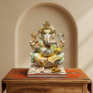 Statue artisanale en résine du Dieu Ganesha par Nirmala Handicrafts |   Figurine Religieuse Traditionnelle pour Bureau à Domicile, Table, Puja et Cadeau - Product Image 1
