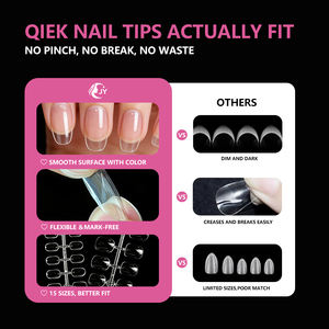 JIEYU PMMA/ABS <span class=keywords><strong>Faux</strong></span> <span class=keywords><strong>ongles</strong></span> courts à pointes, style français ovale, réutilisables, pour le personnel hôtelier, les professionnels et le salon de manucure à domicile, DIY - Product Image 3