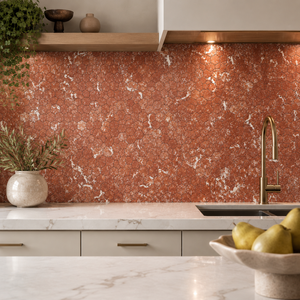 Mosaïques de marbre rouge et blanc Rosso Francia Languedoc Classico Extra, dalles de marbre, motif de mosaïque en marbre blanc - Product Image 3