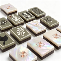 Set Mahjong Amerika Modern Bergaya Pedesaan Mewah Warna Hijau Sage dan Mutiara Gading 2026, 160 Buah, Ubin Akrilik Berukir Portabel