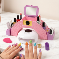 Ensemble de jeu de manucure pour enfants avec sèche-ongles, lime à ongles, miroir et vernis à ongles, table de beauté, cadeau pour filles