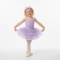 Robe de tutu de ballet rose à paillettes pour filles, avec double bretelle et jupe en tulle superposée, idéale pour les récitals et les anniversaires
