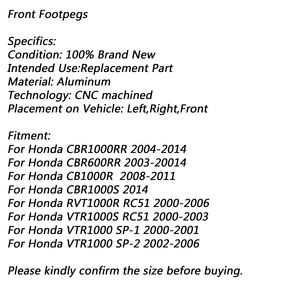Repose-pieds avant en acier inoxydable pour Honda CB1000R, <span class=keywords><strong>CBR</strong></span> 600 <span class=keywords><strong>RR</strong></span>, CBR1000RR, VTR1000, VTR1000S - Product Image 6