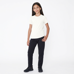 T-shirt basique à col rond et manches courtes pour filles, couleur unie, 100% coton jersey respirant 180g, vêtements décontractés, sous-vêtement, lot de 2 - Product Image 2
