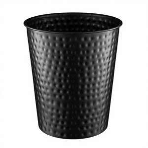 Cubo <span class=keywords><strong>de</strong></span> <span class=keywords><strong>Basura</strong></span> Metálico Monarch Abode para Baño, Martillado a Mano, Duradero, Resistente a la Oxidación, Decorativo, Negro, Cilíndrico, Pequeño, para Dormitorio - Product Image 1