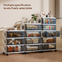 Meuble de rangement pliable à 1-5 niveaux en plastique avec tiroirs pour chambre, cuisine, salon, sur pied avec roulettes