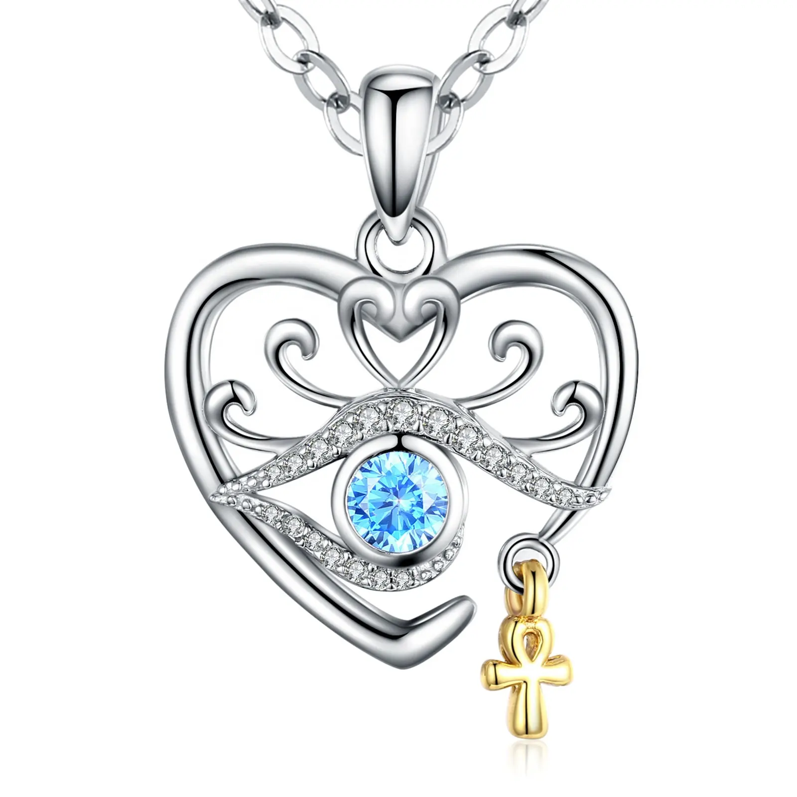 925 sterling silver jewelry lucky cross charm turkish blue evil devil eye necklace