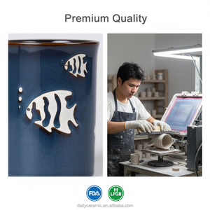 Ensemble de tasses à <span class=keywords><strong>café</strong></span> en grès avec logo personnalisé en relief, tasse à thé en céramique de 350 ml pour un usage quotidien, cadeau de bureau, cuite à haute température - Product Image 5