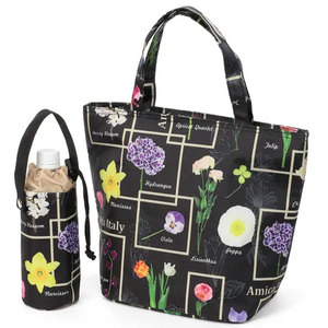 Bolsa térmica portátil con diseño de flores rectangulares, material de fibra de poliéster, bolsa de refrigeración. - Product Image 6