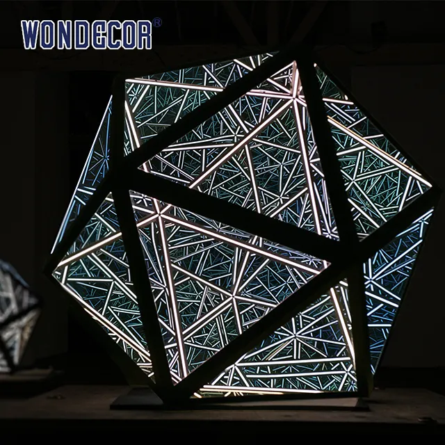 WONDECOR Hot selling Modern abstract abyss light sculpture stainless steel kaleidoscope sculpture