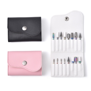 KADS 16-Slot Nail <b>Drill</b> <b>Bit</b> Organizer Bag PU Leather Portable Manicure Tool Storage <b>Case</b> for Nail Art Salon Use - Product Image 2