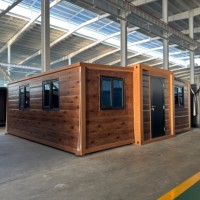 Maison préfabriquée extensible en conteneur, 3 chambres, design moderne du milieu du siècle, certifiée CE, villa de vacances en plein air